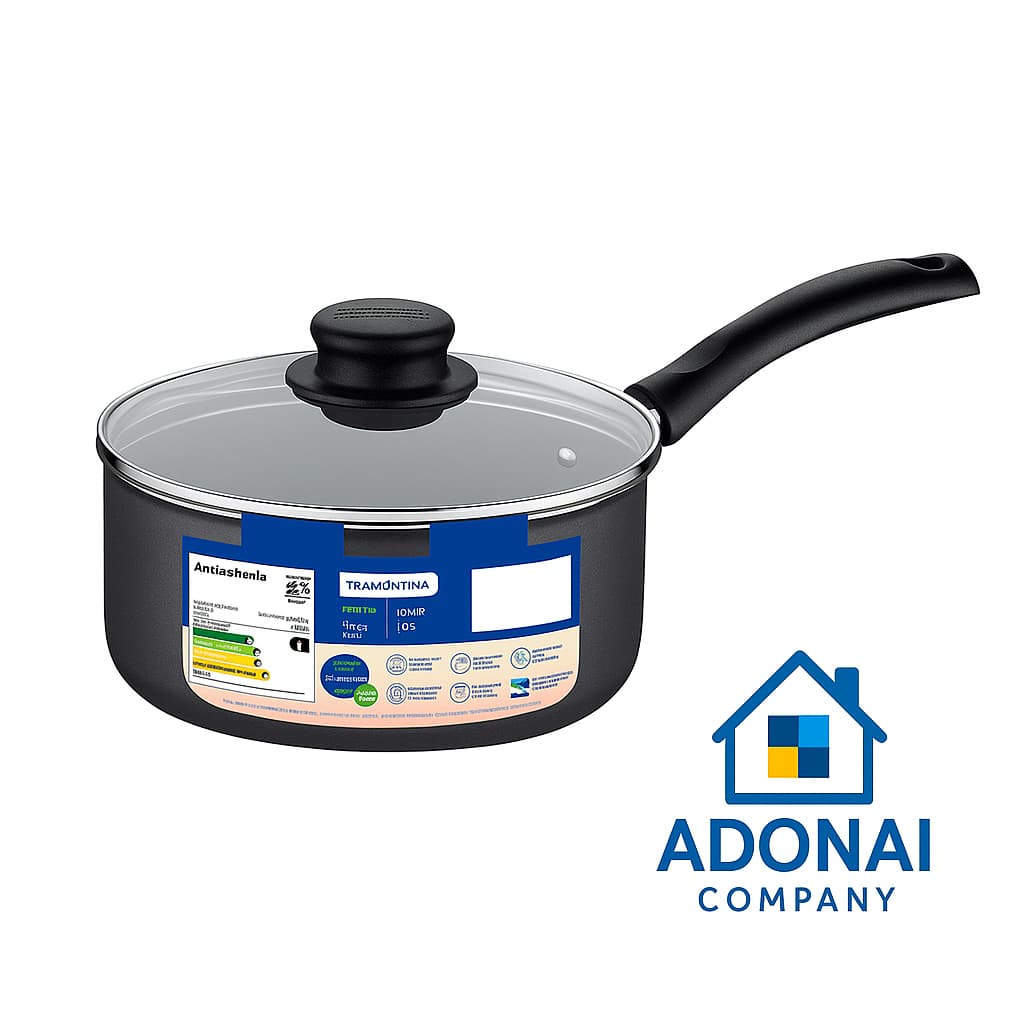 Panela 16 cm 1,4L Tramontina Antiaderente com Tampa de Vidro – Vermelha/chumbo – Linha Paris/Turim
