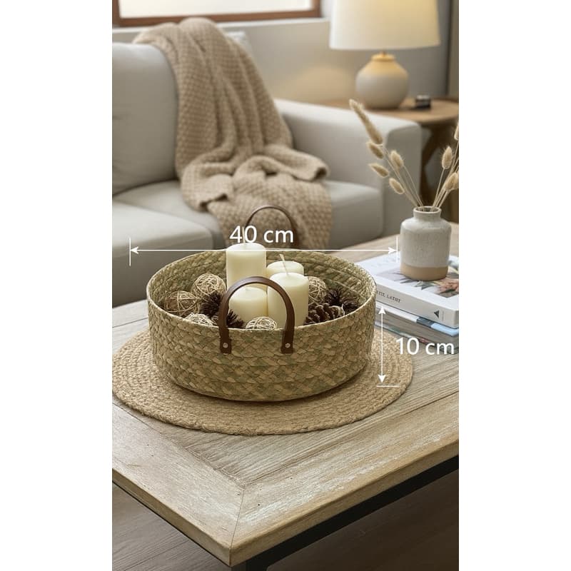 Cesto cachipot de Palha de Carnaúba 40x10 fundo MDF Decoração, Vaso decorativo, Centro de mesa