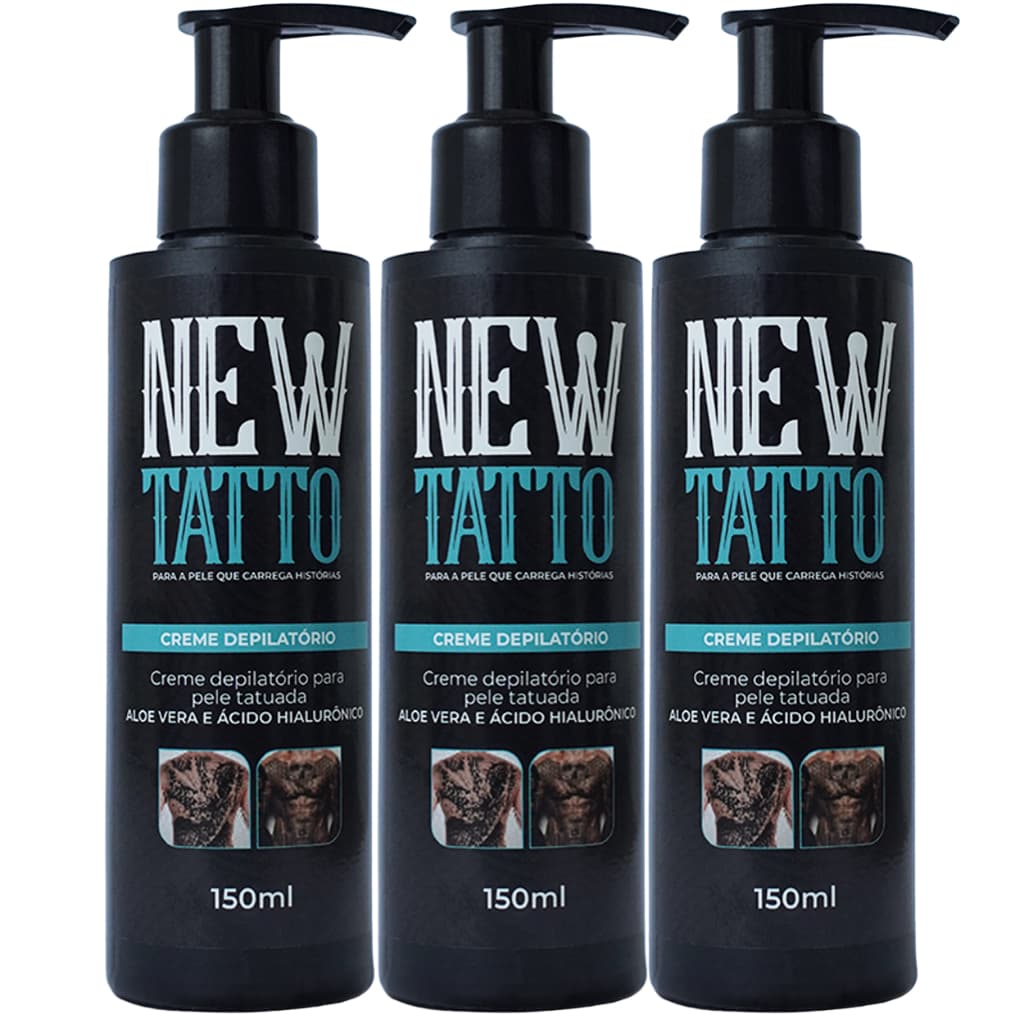 Kit Creme Depilatório New Tatto - Depilação Rápida, Hidratação e Proteção para Pele Tatuada