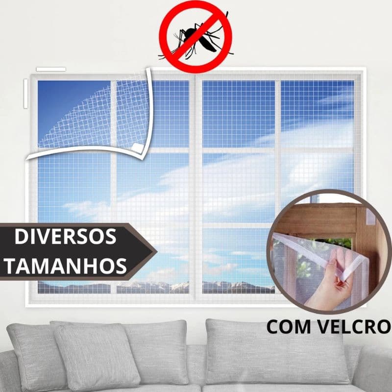 Tela Mosquiteira Mosquito Para Janela Diversos Tamanhos Velcro Anti-inseto Removivel Pernilongo