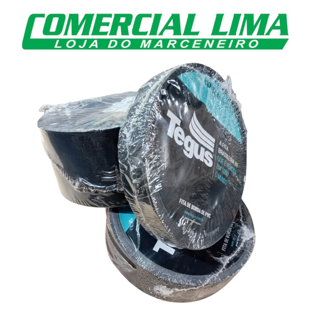 Fita de Borda Preto Trama 22 35 64 mm 20M para MDF Acabamento Móveis Planejado Cozinha PVC