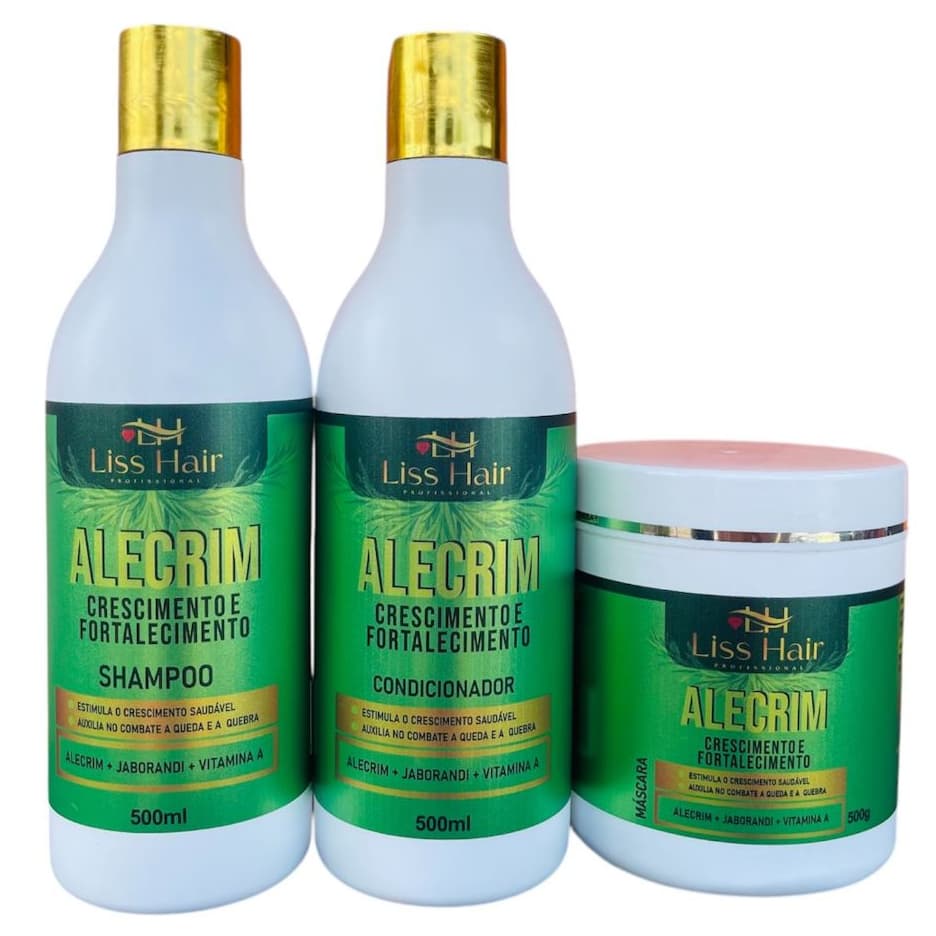 Kit Capilar Alecrim Antiqueda Fortalecimento Para Fios Fracos e Fragilizados 3 Passos Liss Hair