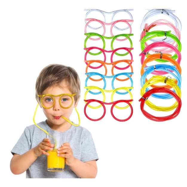 Kit 5 Óculos Canudo Divertido Infantil – Multicor, Reutilizável, Criativo para Festas e Brincadeiras Frete Rápido