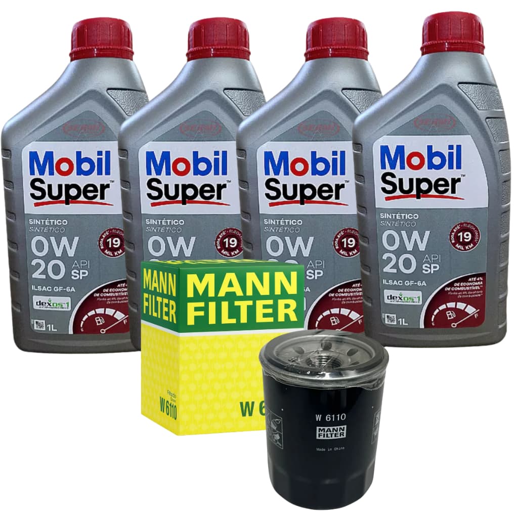 Kit Troca Óleo 0w20 Sintético Mobil Filtro Mann W6110 Linha Honda New Civic CRV Fit City