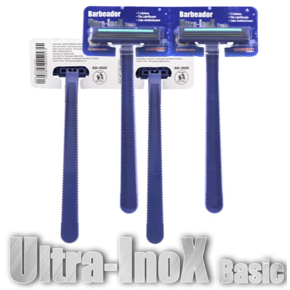 Kit 4  Barbeador Ultra Inox 2 laminas, fita lubrificante