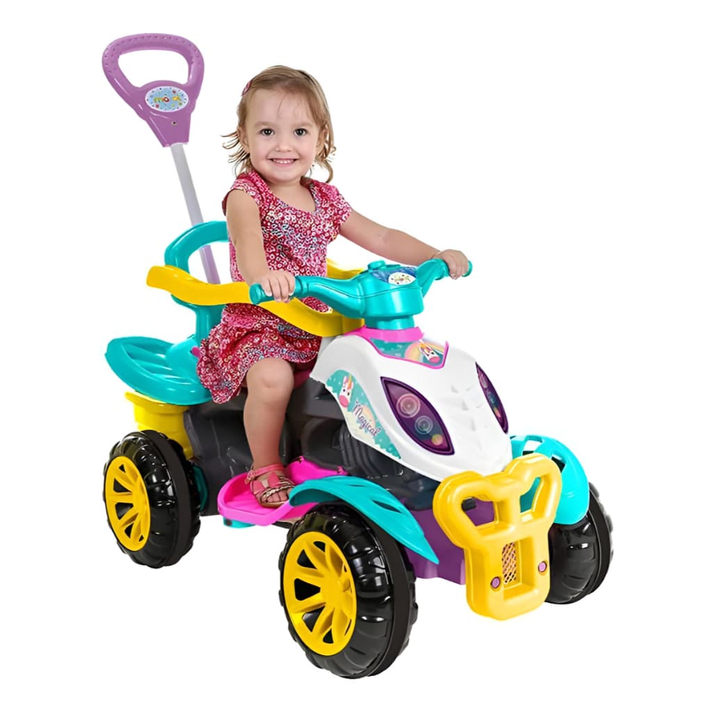 Carrinho De Passeio Infantil Quadriciclo Unicornio Haste Pedal Maral