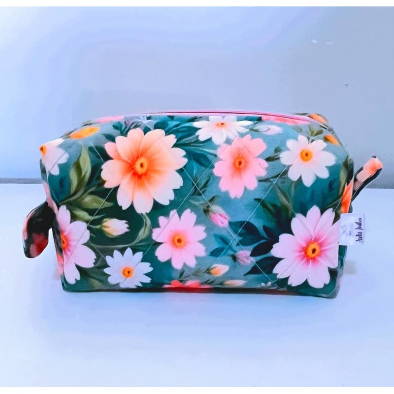 Necessaire Box Porta Maquiagem Grande Floral Lacinho