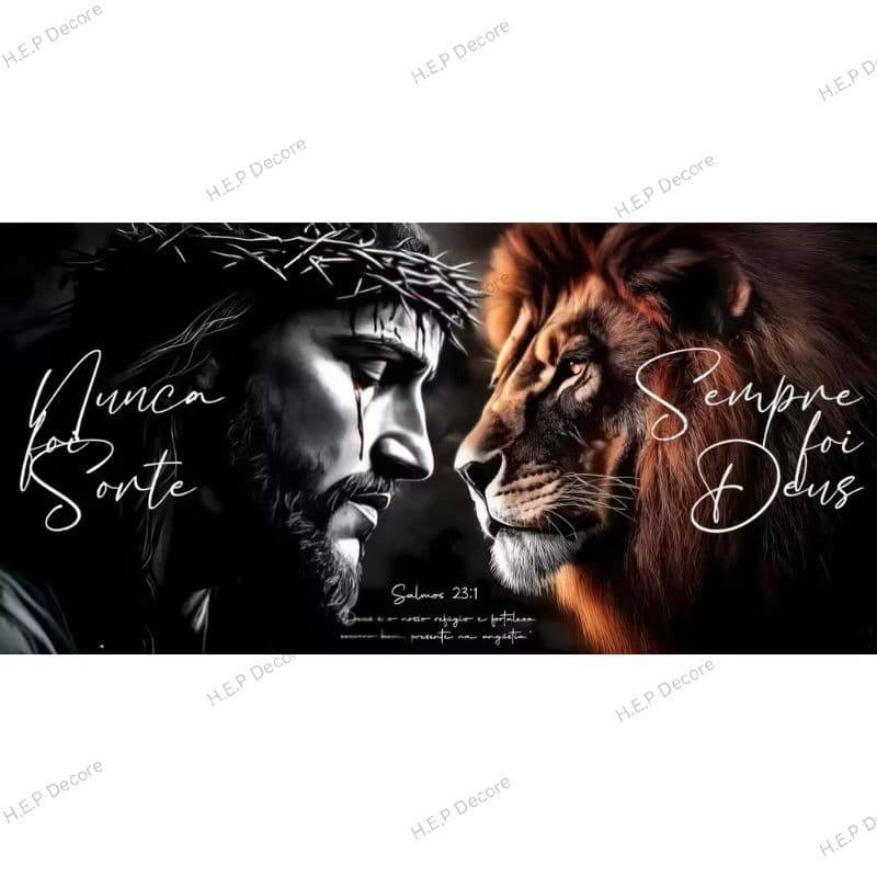 Quadro Decorativo "Leão de Judá" | Tríptico ou Painel Único Fé e Força 90x60 e 90x70 e temos 40x60cm.