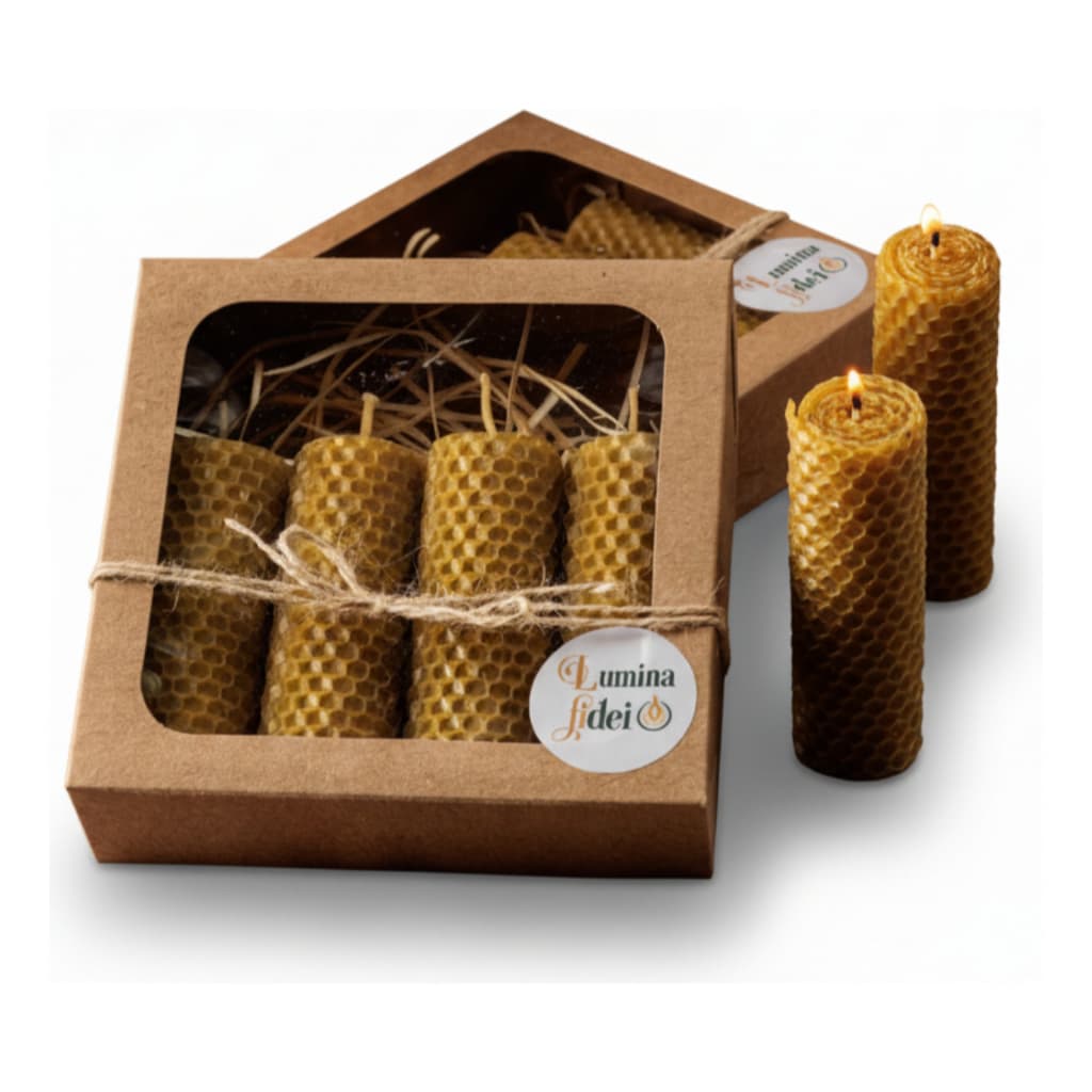 Kit 4 Velas Pequenas Alveoladas Naturais Cera de Abelha Amarela