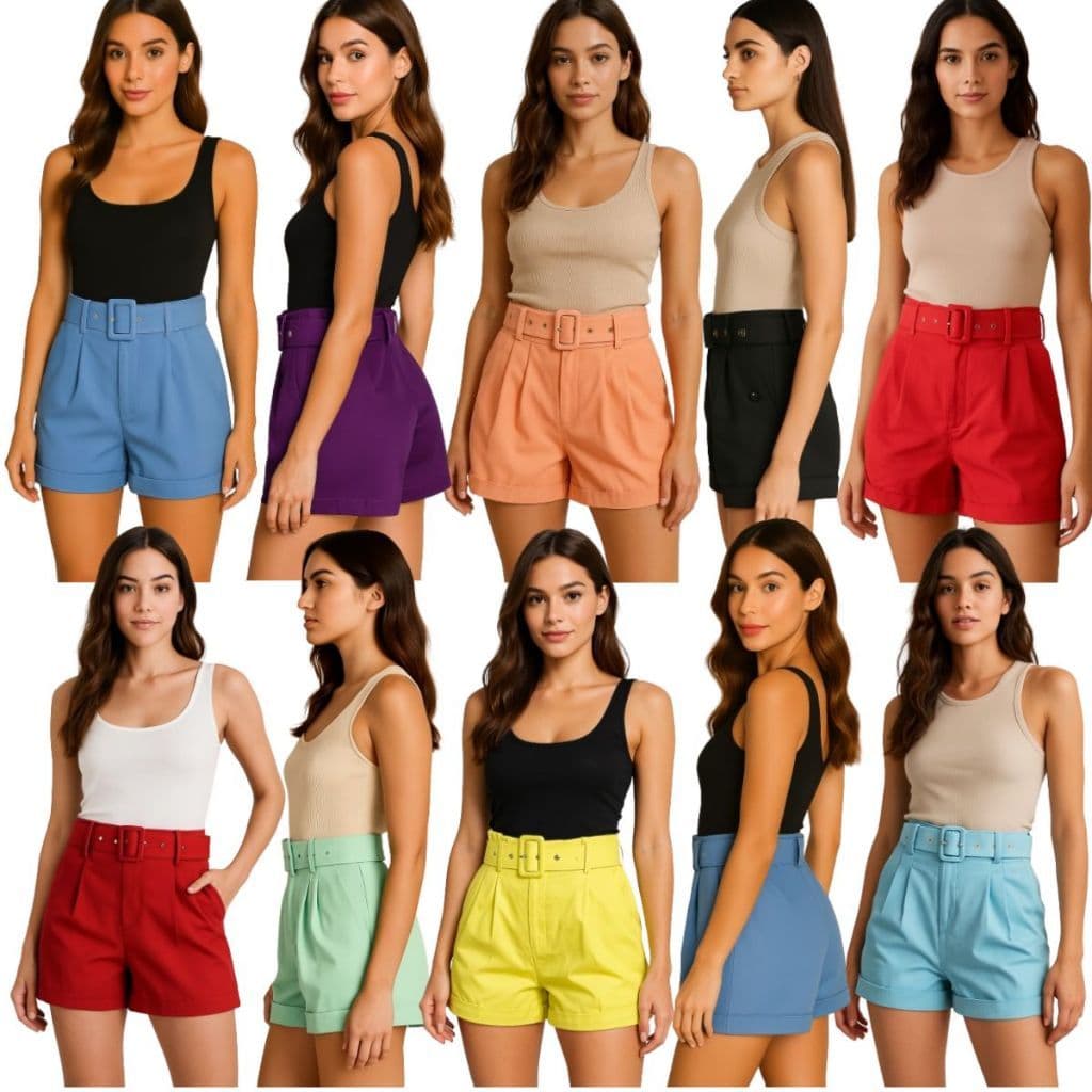 Kit 3 Shorts de Alfaiataria Juvenil com Cinto – Elegância e Conforto para o Dia a Dia