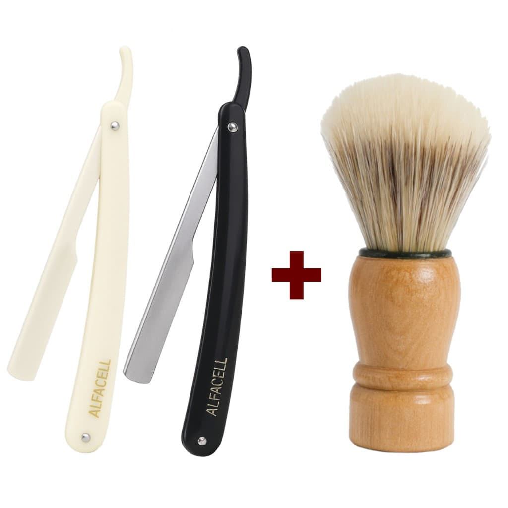 kit Navalhete Pincel Para Barbear Navalha Barbearia Profissional