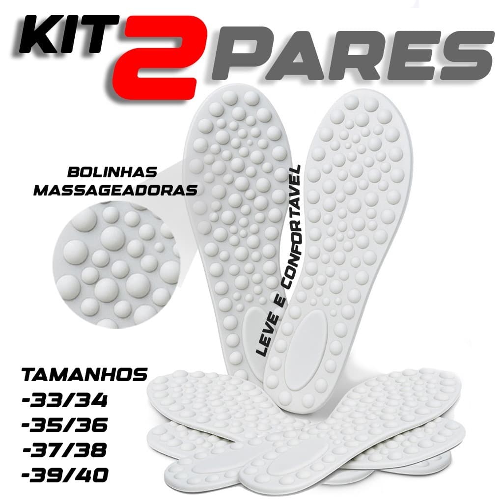 Kit 2 Pares Palmilha Ortopédica Para Dores Nos Pés Com Bolhas De Massageamento Ótima Para dia Dia