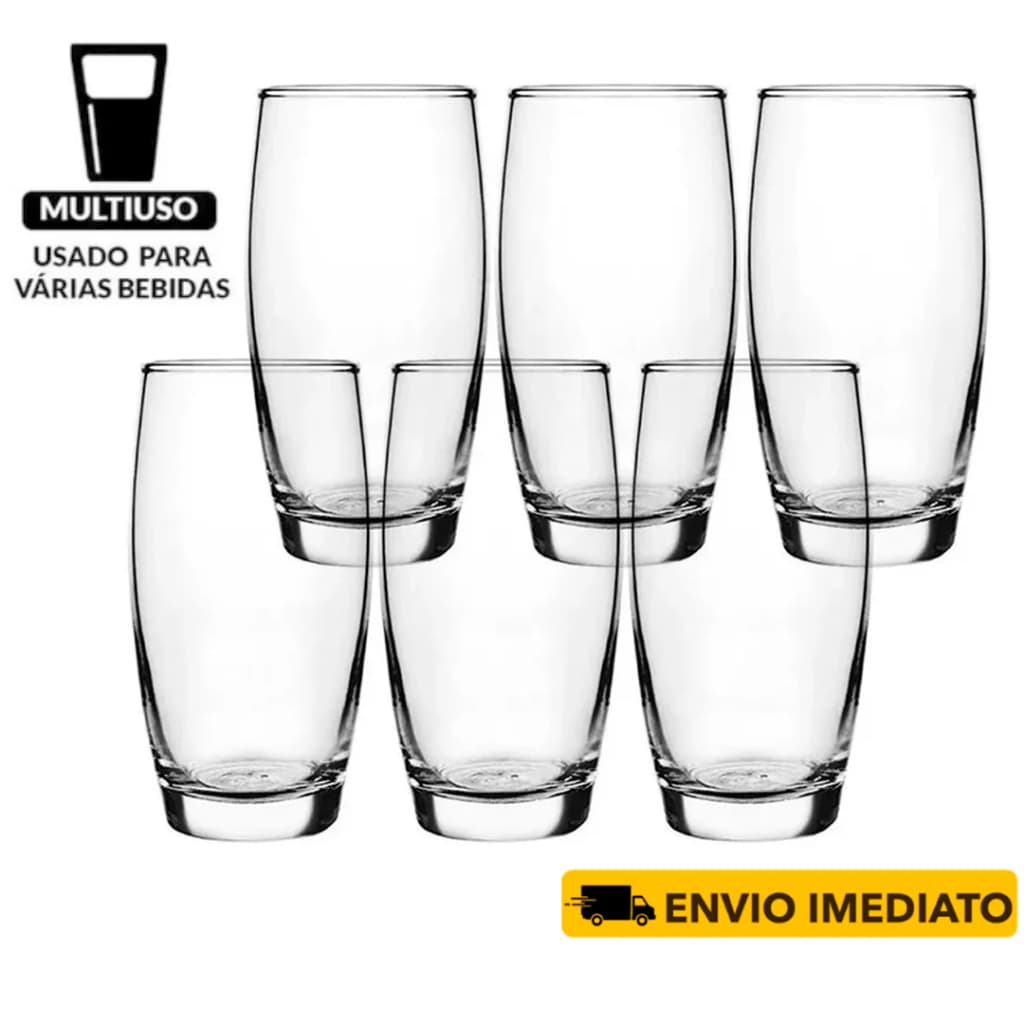 Copo Oca  Oval Vidro Temperado -- Kit Nadir 300ml Suco e Água Design Elegante