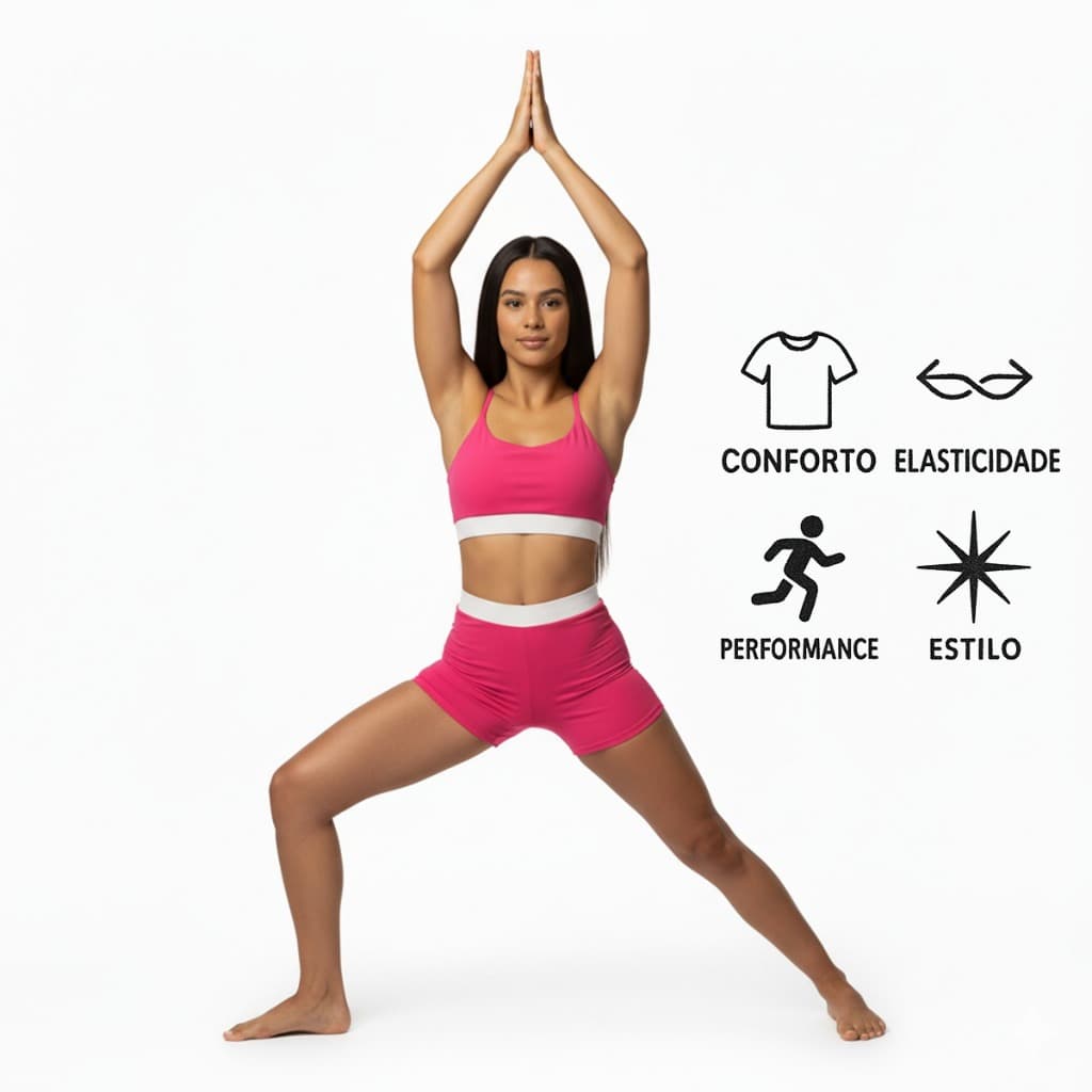 Conjunto Fitness Feminino Premium Academia Top e Short Alta Compressão e Conforto