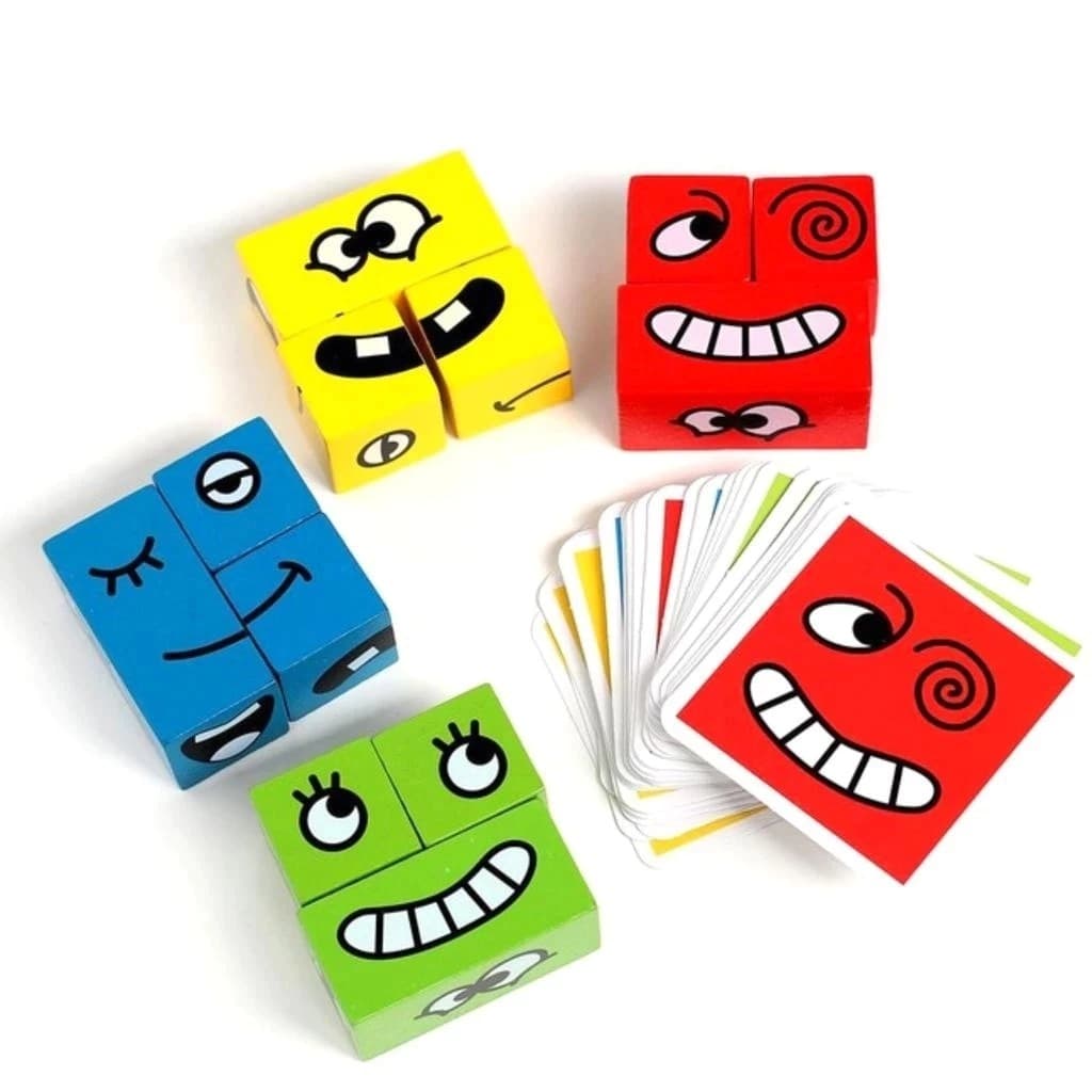 Jogo Cubo Das Emoções Educativo Brinquedo de Desafio de Cartas Quebra Cabeça Cara Careta Escolar