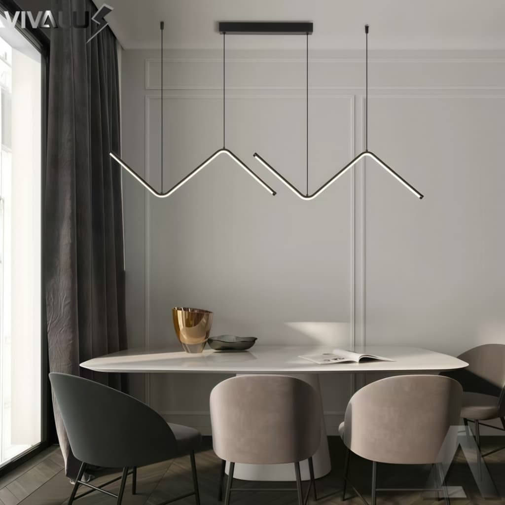 Luminária De Teto Lustre Pendente Raio Sala De jantar Led Geometria NN Mininalista Dourado Preto