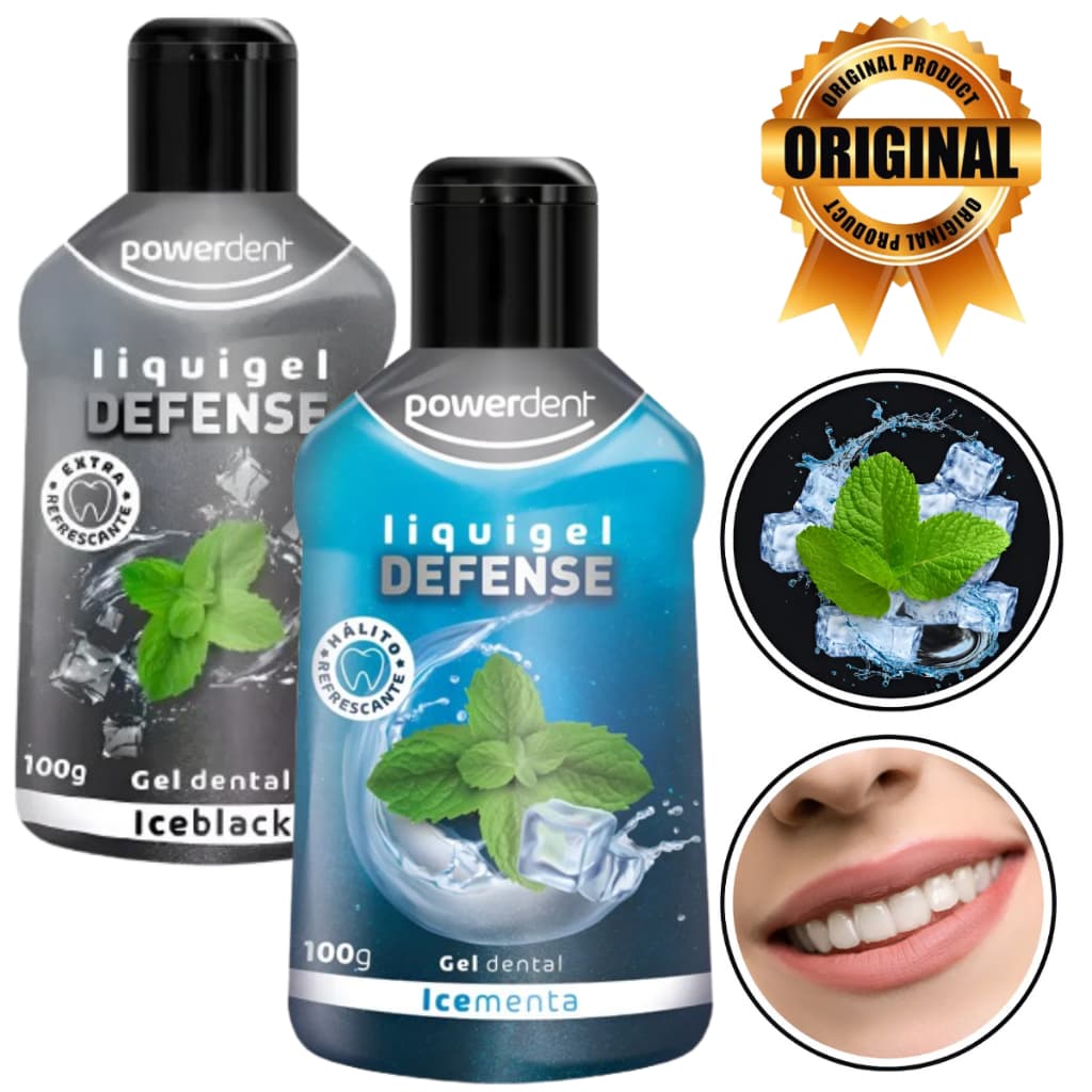 ✨Gel Dental Powerdent Liquigel Defense 100g– Iceblack Extra refrescante & Icementa Hálito fresco