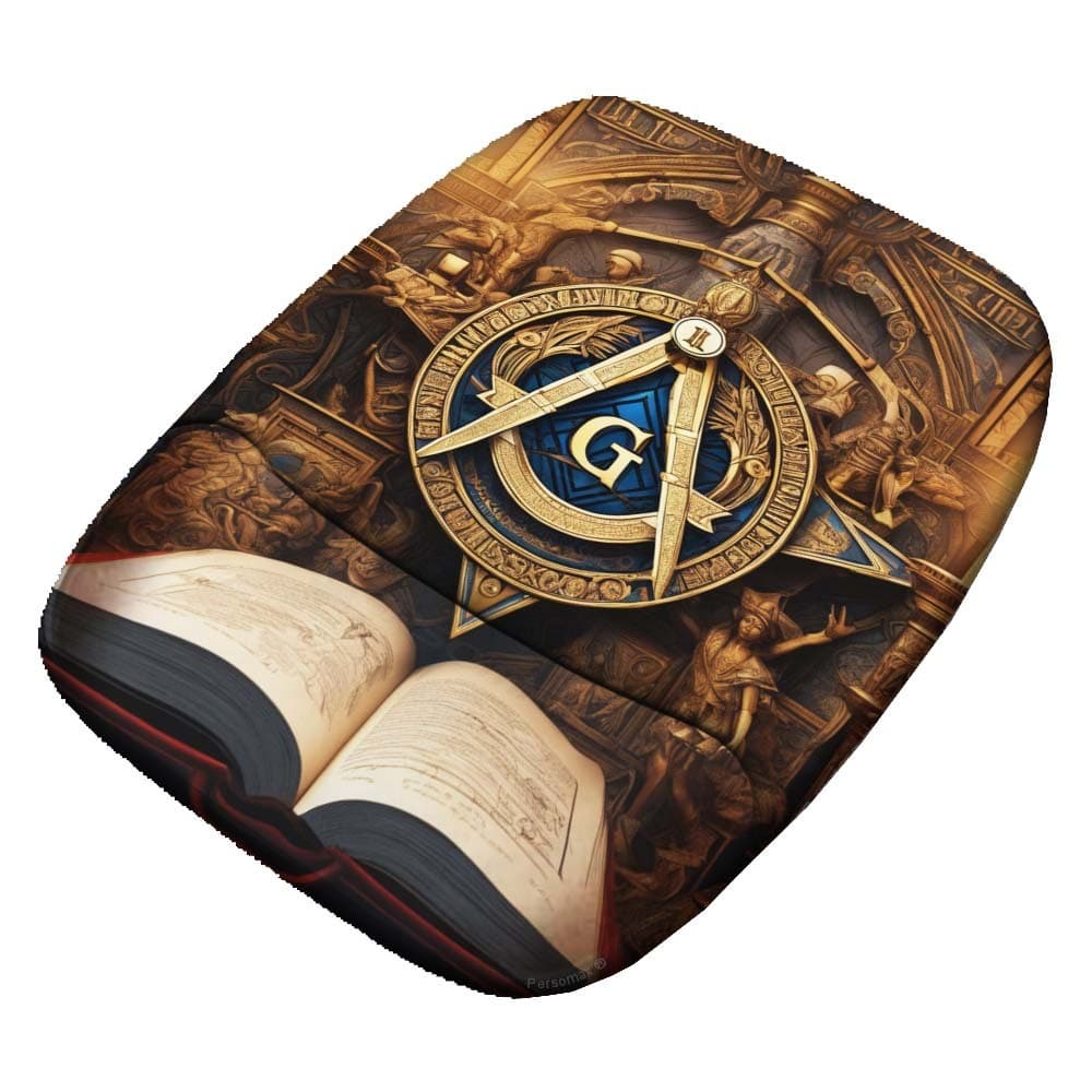 Mouse Pad Maçom Logo Símbolo Maçonaria Compasso e Esquadro Ergonômico com Apoio de Pulso