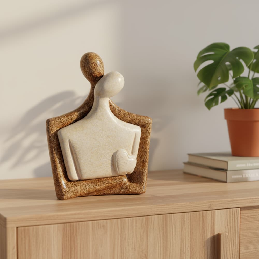 Escultura Casal Apaixonado Decoração Cerâmica Rack Sala Escritório