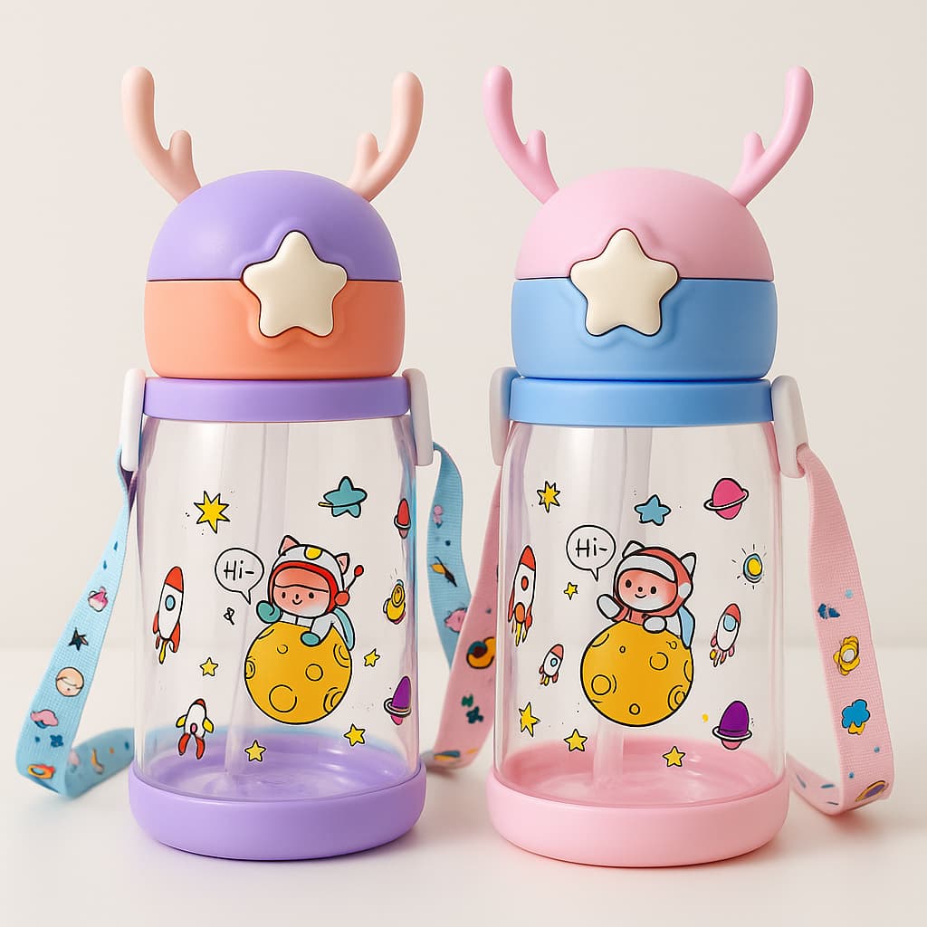 Garrafa de água Alce com canudo Infantil 600ml squeeze
