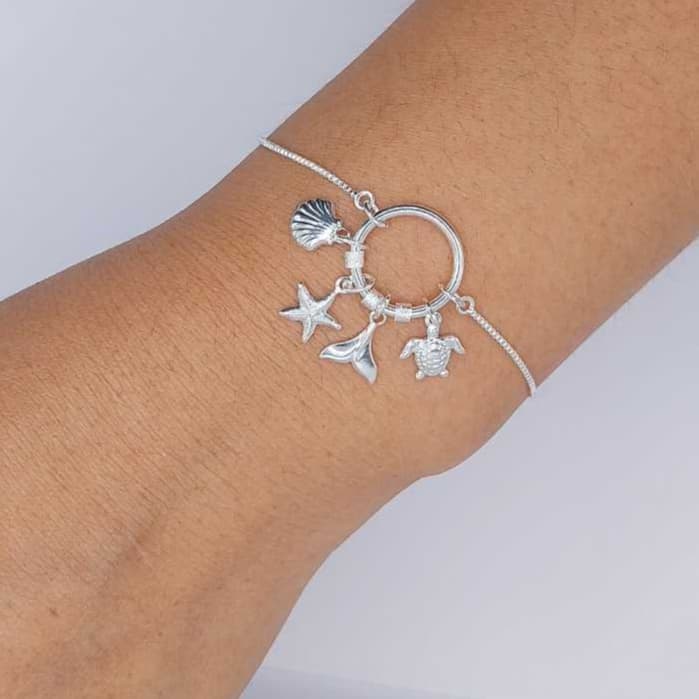 Pulseira Patuá Frutos Marinhos Folheado a Prata