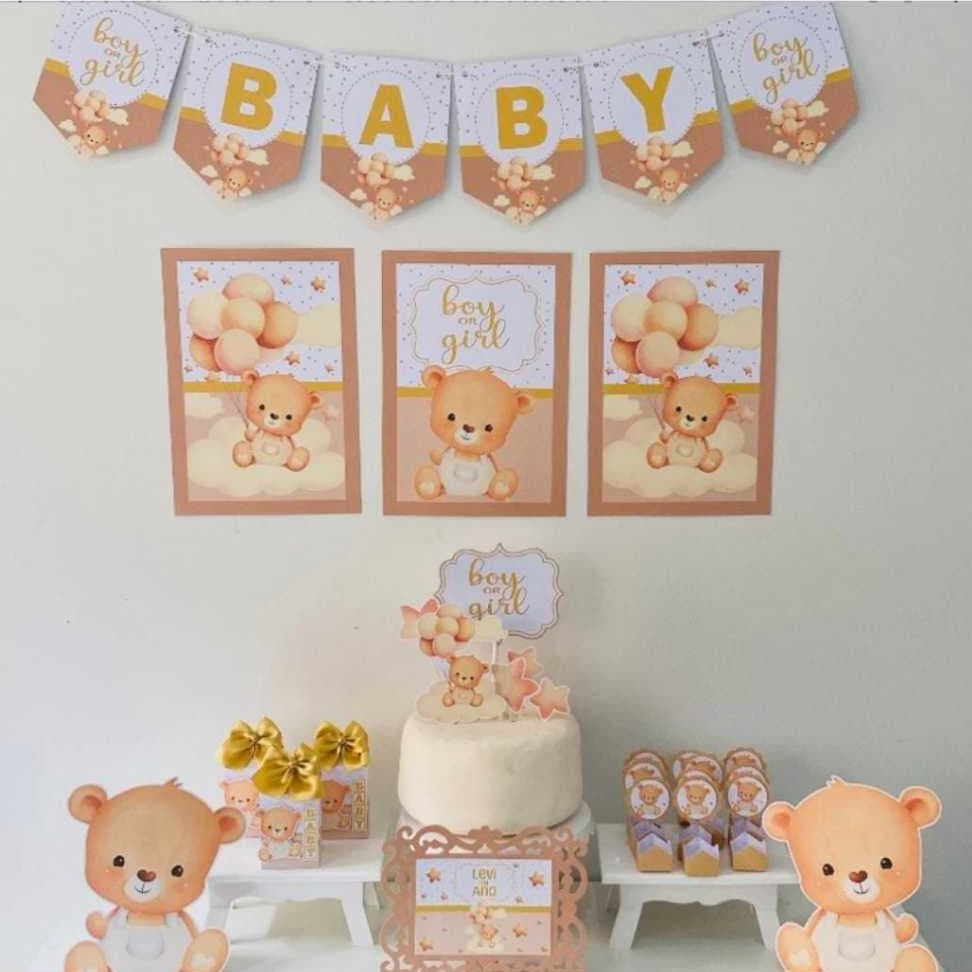 Kit Festa Chá De baby Ursinho/Chá Revelaçao  Ursinho/Mini Kit Chá de Baby Ursinho /Kit so um Bolinho Ursinho