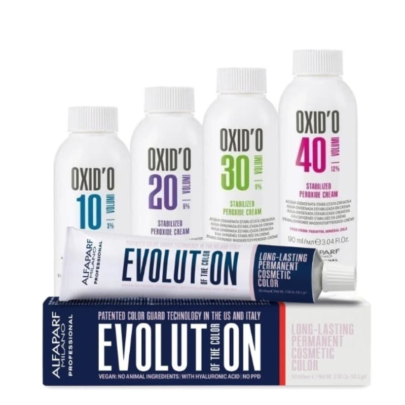 Kit Prático Coloração Alfaparf Evolution + OX Vermelhos (Escolha sua Cor e Volume da OX)