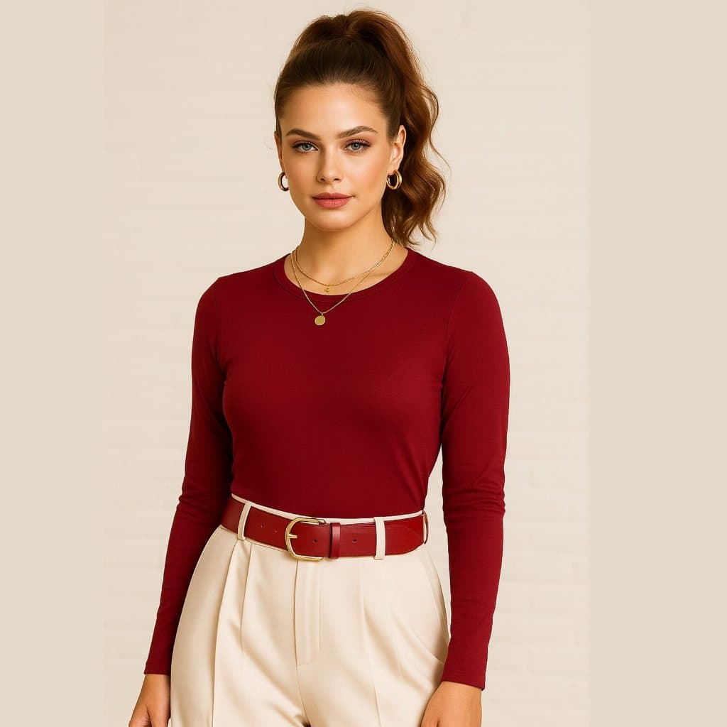 Blusa Manga Comprida Gola Redonda