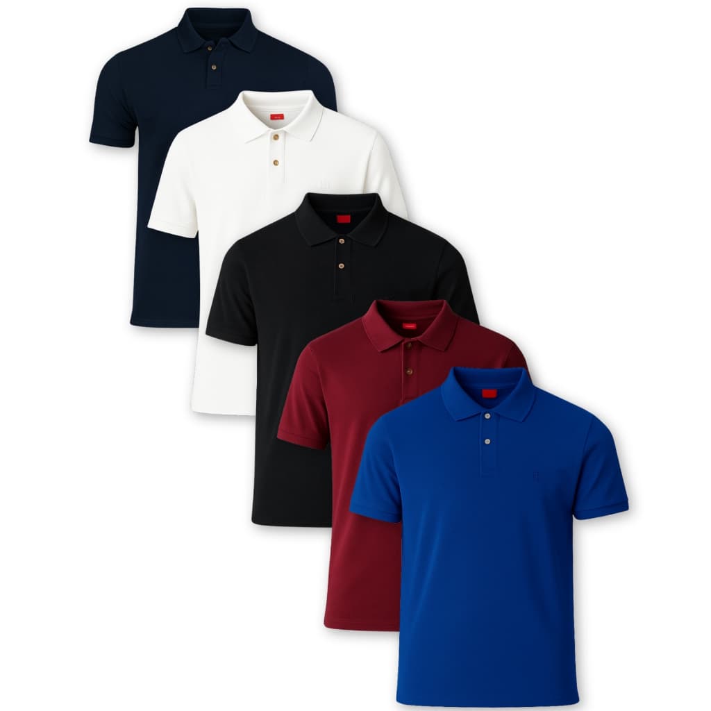 KIT 5 CAMISAS GOLA POLO CAMISETA ALGODAO PIQUET LISA