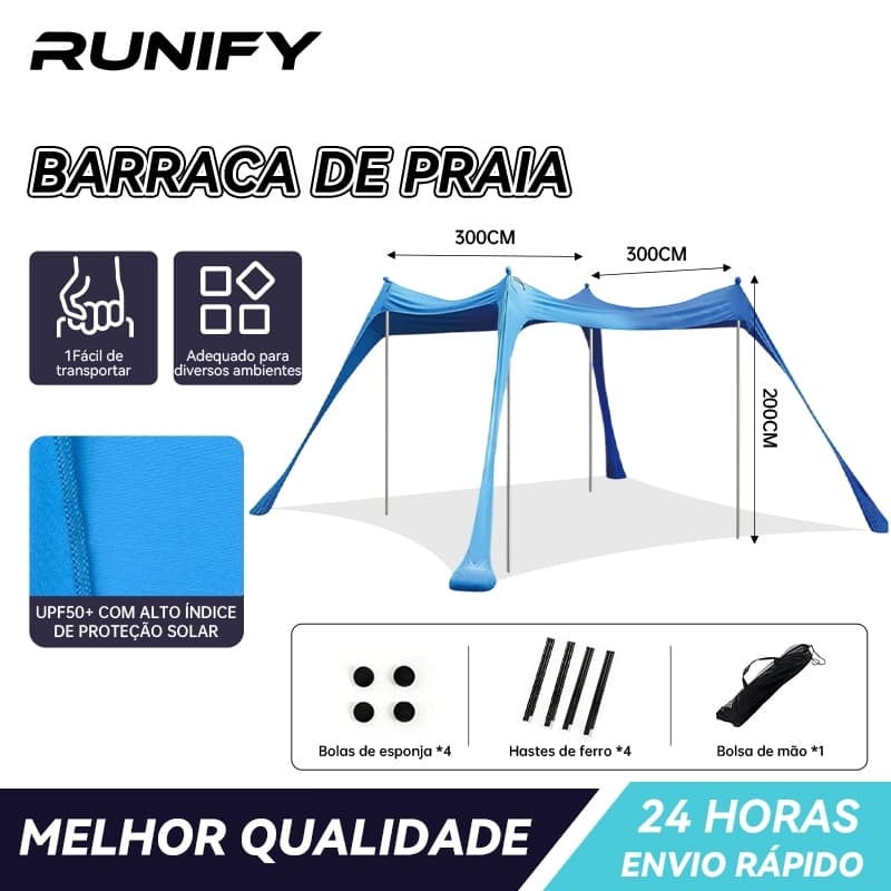 Tenda Elástica De Praia, Barraca Ar Livre 3x3 Com Guarda-Sol Resistente A UV , Toldo Familiar À Prova De Vento camping