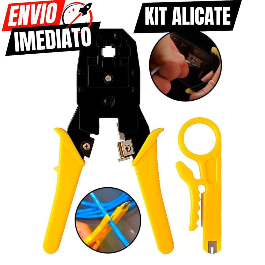 Kit Alicate Crimpador 3 Em 1 E Desencapador Profissional P/ Terminais Cabos Elétricos Conectores