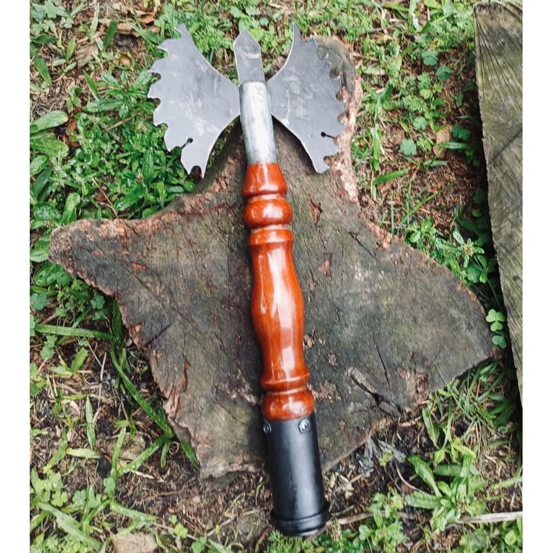 Machadinha De Xangô Religião Umbanda de 2 Cabeças Dentadas em Aço Carbono