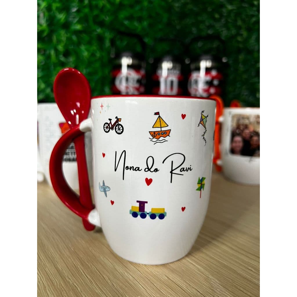 Caneca de colher personalizada crie sua arte nela foto ou frases LEIA A DESCRIÇÃO PORCELANA