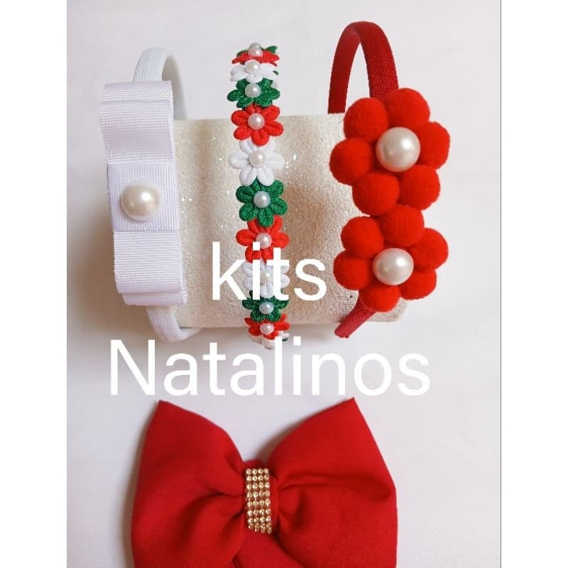 Kit 3 Lindas Tiaras Natalinas Tiara Natal Arquinho Acessório de Cabelo Infantil Menina Natal Kit 3 Peças  Natalinas