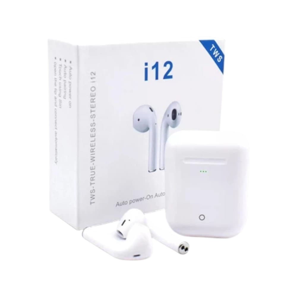 Fone de ouvido sem fio Bluetooth i12 TWS V5.3 Branco