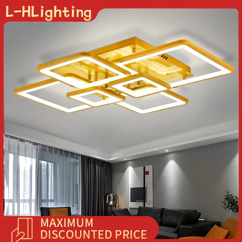 LED sala de estar quarto luz decorativa dourada luz de teto baixa fonte de luz substituível