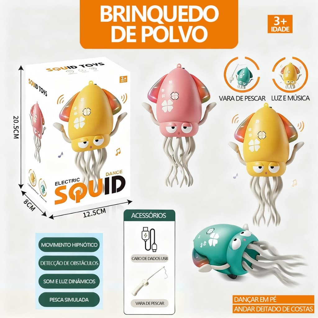 Polvo Dançante Inteligente | Brinquedo Musical com Luz LED Evita Obstáculos - Presente para Crianças