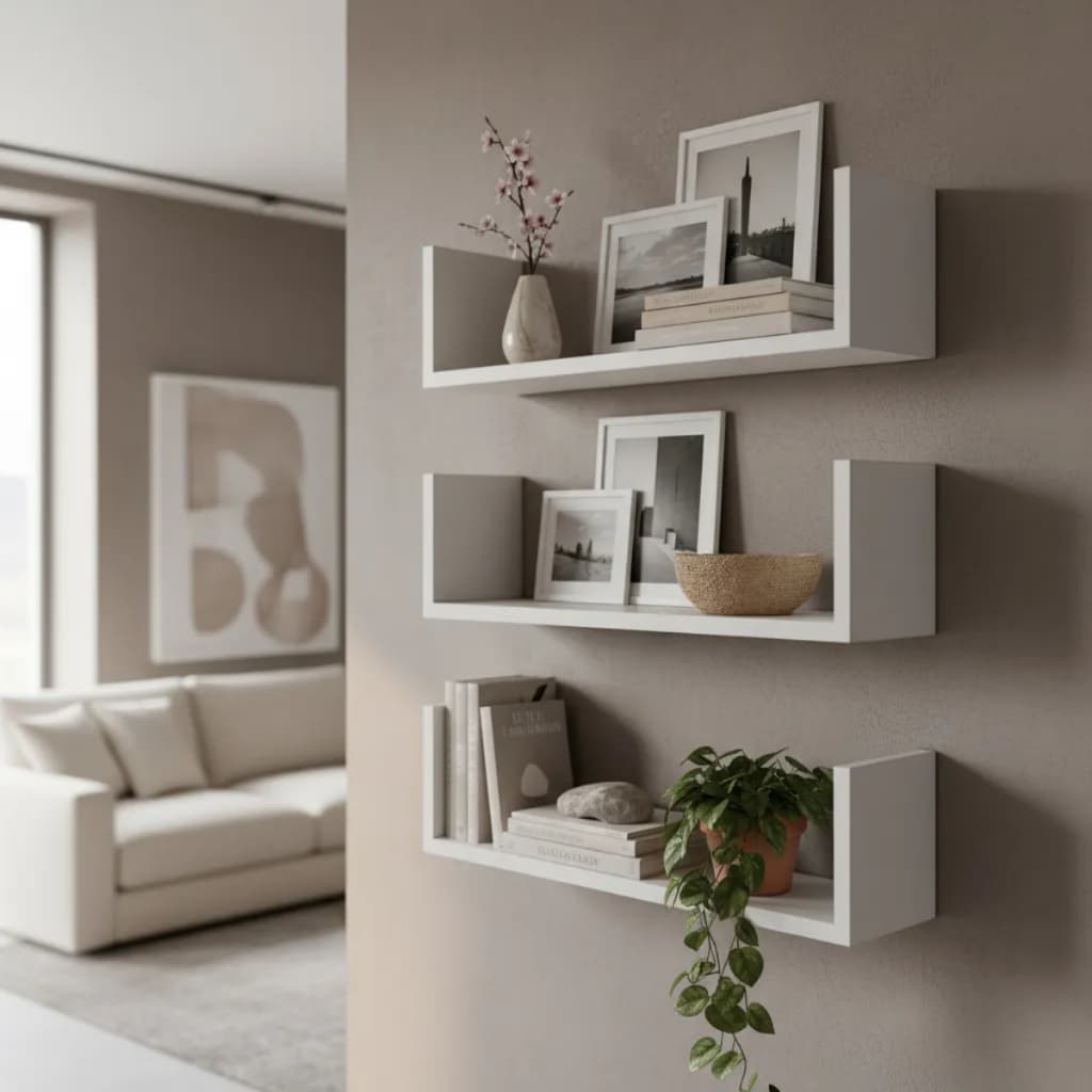 Kit 03 Prateleiras MDF Branco  Decorativo Flutuantes  Sala Quarto Banheiro