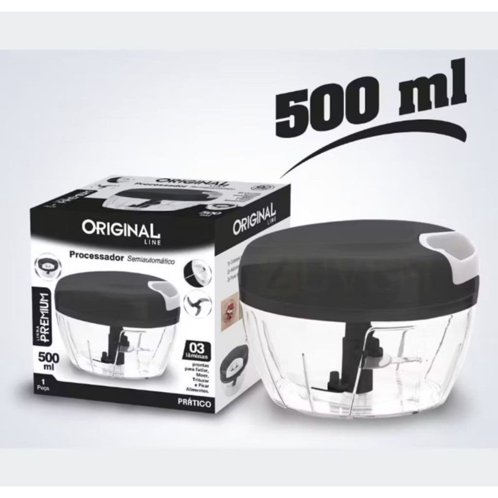 Processador  De Alimentos Manual Triturador de 500ML 3 lâminas