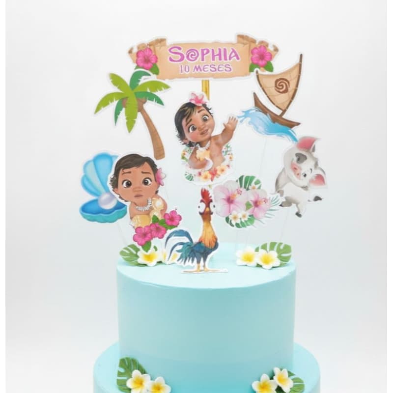 Topo de Bolo Moana Baby Mesversário - Aniversário - Decoração Festa Tropical