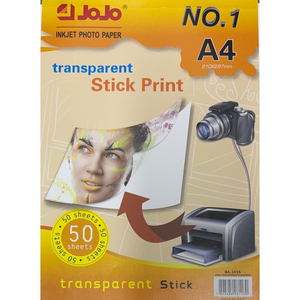 Vinil Adesivo Transparente A4 50 Folhas P/ Jato De Tinta