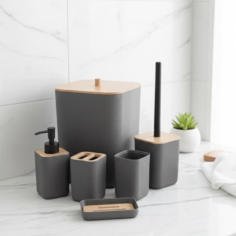 Kit Porta Acessórios de Banheiro Minimalista – 6 Peças - Varias cores, envido imediato!