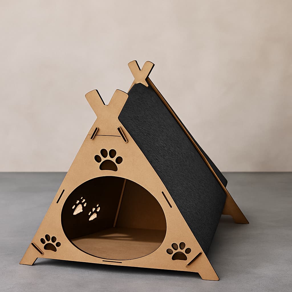 Casinha Para Gato Com Arranhador Em Mdf Crú