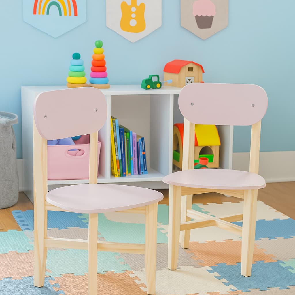 Kit 2 Cadeira Cadeirinha Infantil Madeira Quarto Escola Sala Lojas