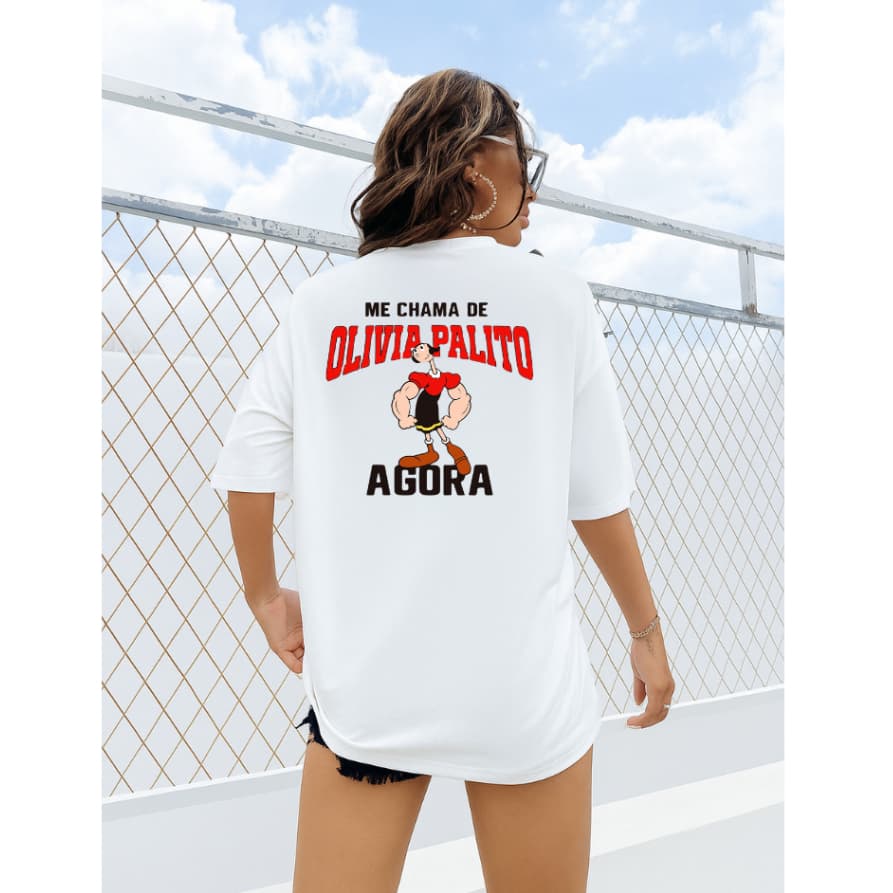 Blusão Tshirt Feminina Academia Olivia Palito Popayen Gym Fitness 100% Algodão