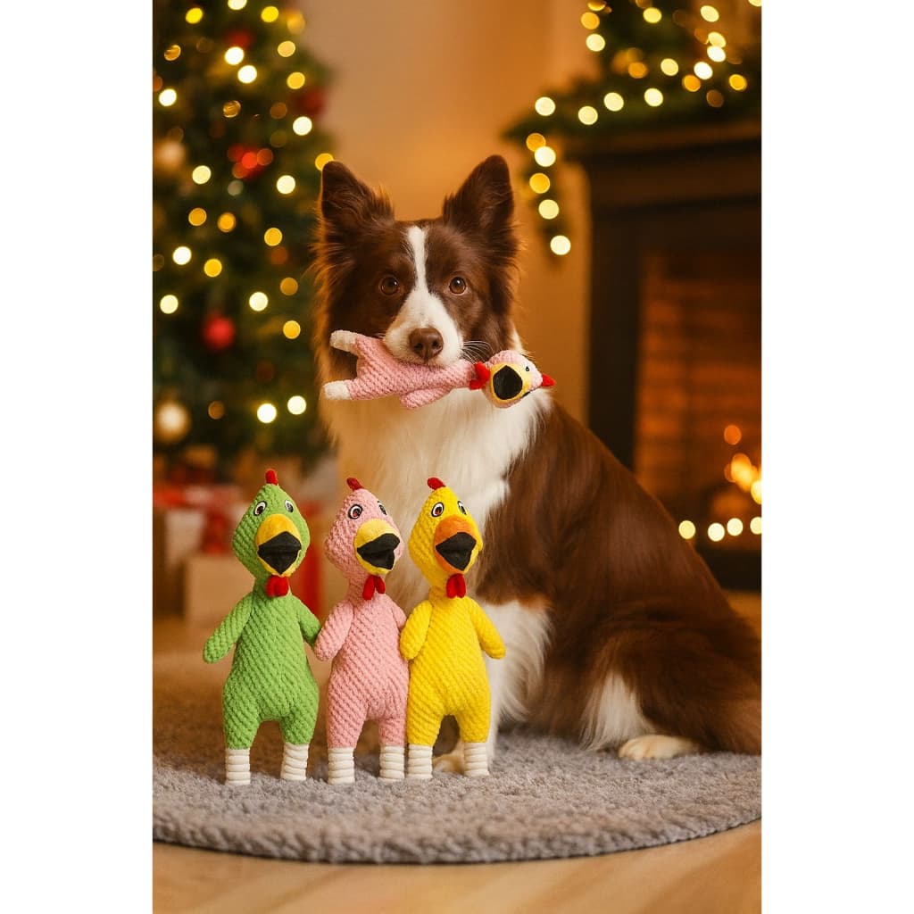 Brinquedo Para Cachorro De Pelúcia Galinha Frango ou marreco Com Sino.