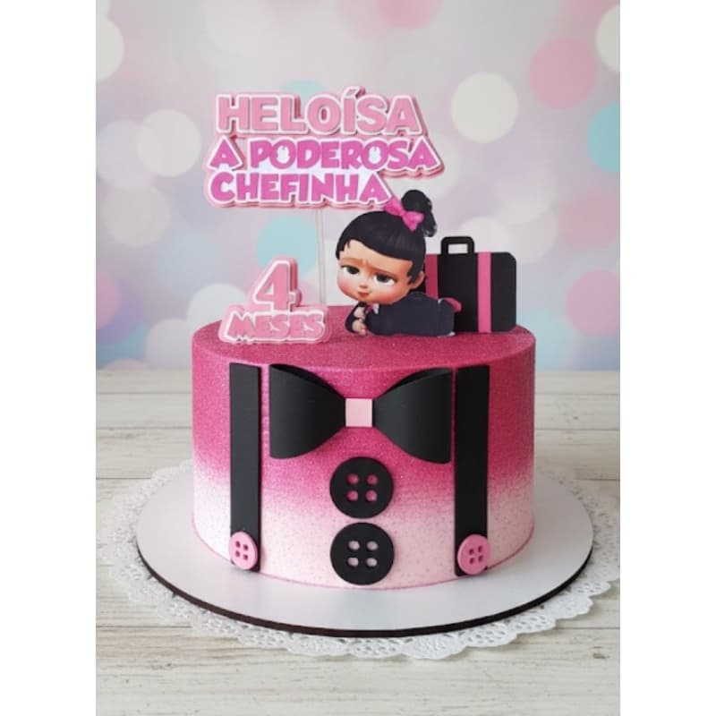 Topo de Bolo Poderosa Chefinha Rosa – Personalizado com Nome e Idade