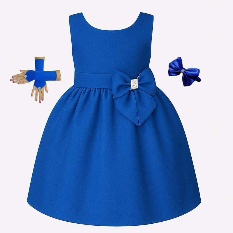 Vestido Meninas Infantil  Festa  Casual  Liso Varias Cores Com Luva e Tiara