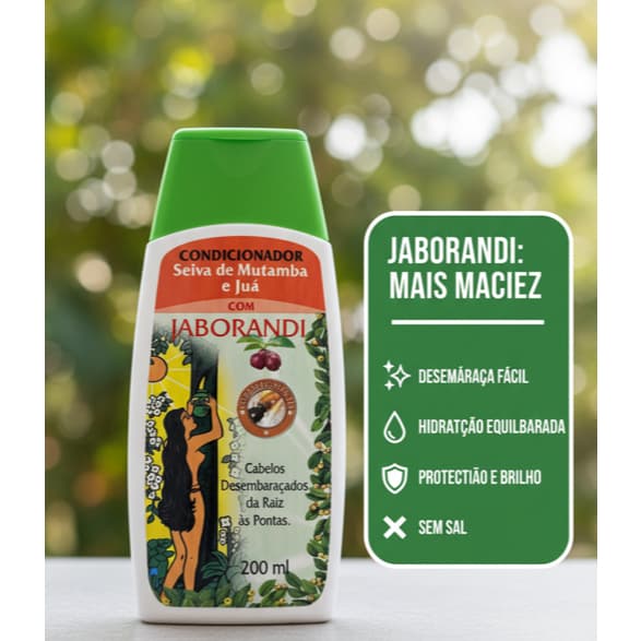 Condicionador Jaborandi Mutamba e Juá 200ml | Desembaraça, Hidrata e Fortalece | Sem Sal
