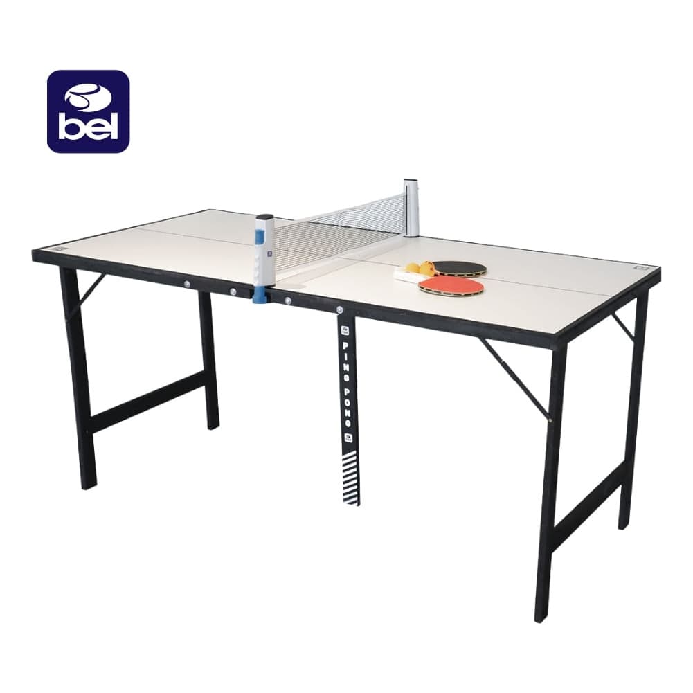 Mesa de Ping Pong Tenis de Mesa Portátil Bel c/Kit 1 Rede Retrátil + 2 Raquetes + 3 Bolinhas Bel